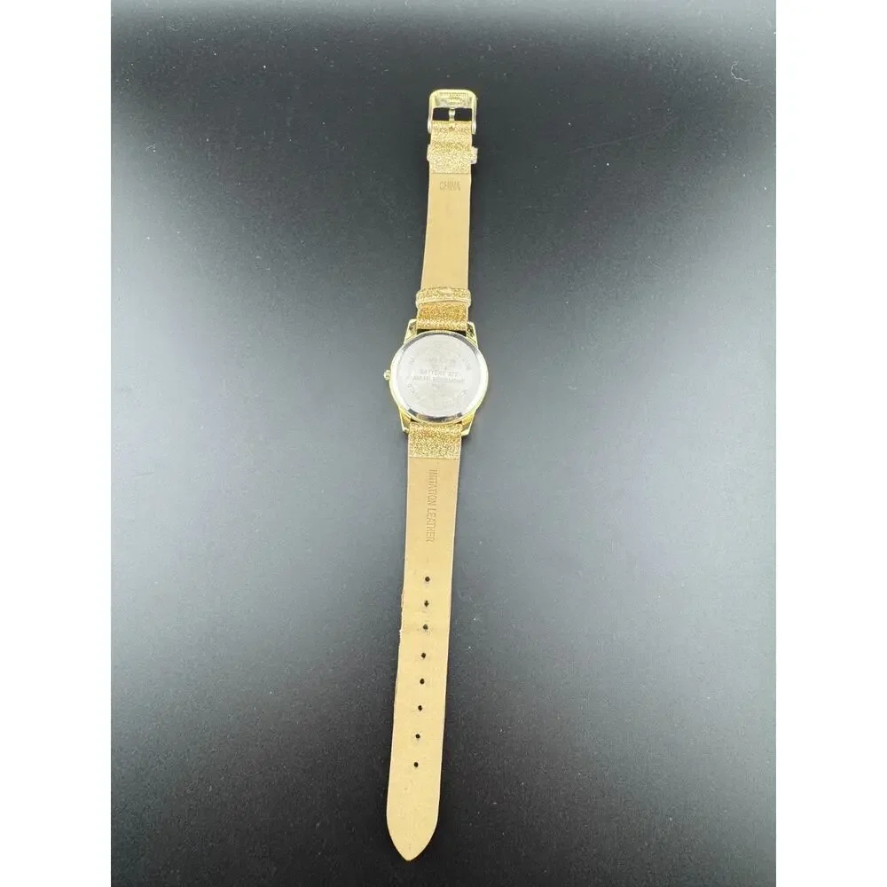 FMD Ladies Gold-Tone Watch, Glitter Strap, Roman XII